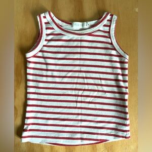 Mabo Organic Cotton Red and White Striped Baby Tank Top 18m